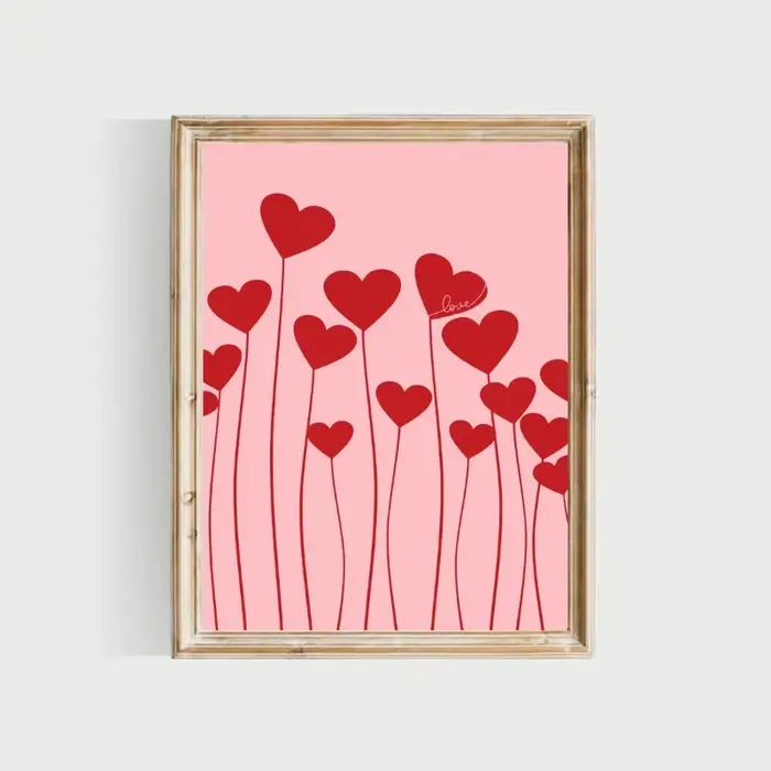 Affiches de cœur d'amour romantique rose pour la saint-valentin