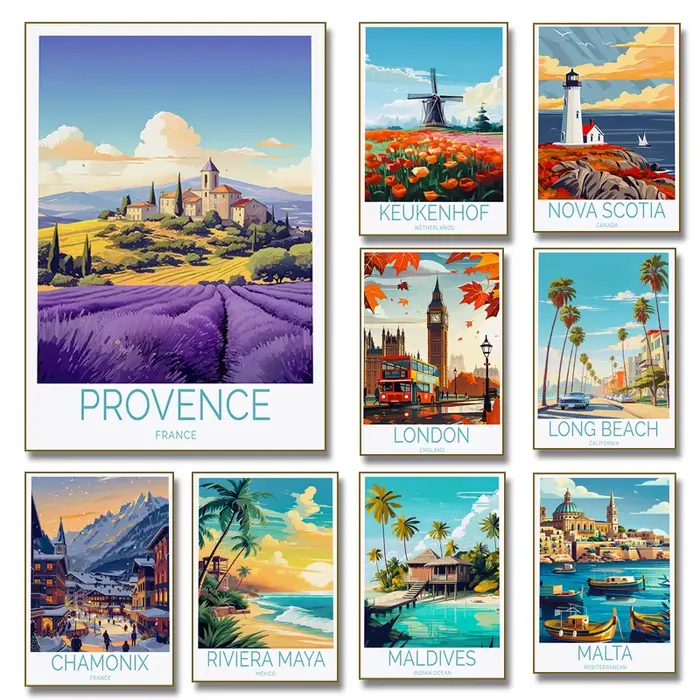 Affiche de voyage sur toile, paysage côtier, Mont Rainier, Istanbul, Nice, Provence, France, Mexique, art mural, décoration intérieure