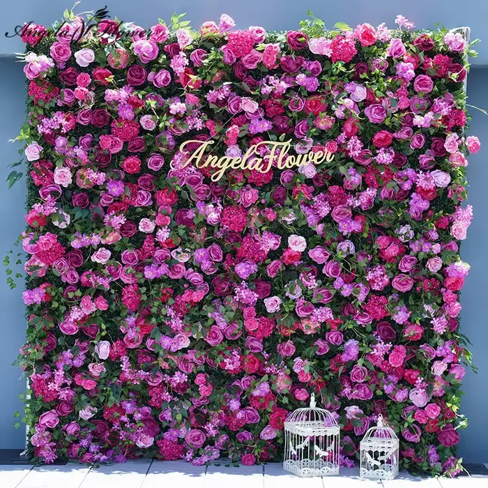 Mur de fleurs en tissu enroulable