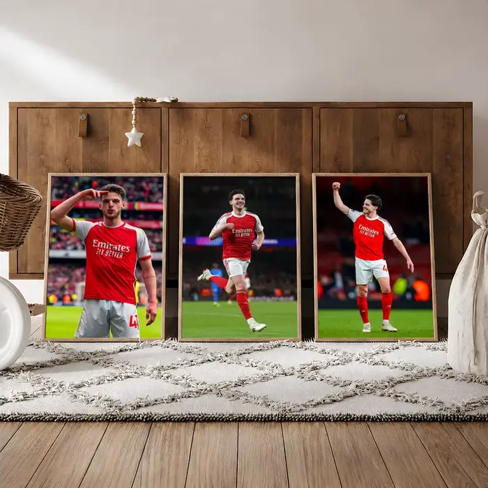 Affiche de football Declan R-Rice Arsenal Angleterre, imperméable, HD, moderne, à coller, décoration murale pour chambre à coucher, salon, dortoir, bureau