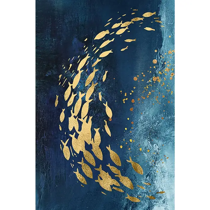 Toile de peinture abstraite de poisson doré et bleu, affiches et imprimés, Art mural, allée, image l