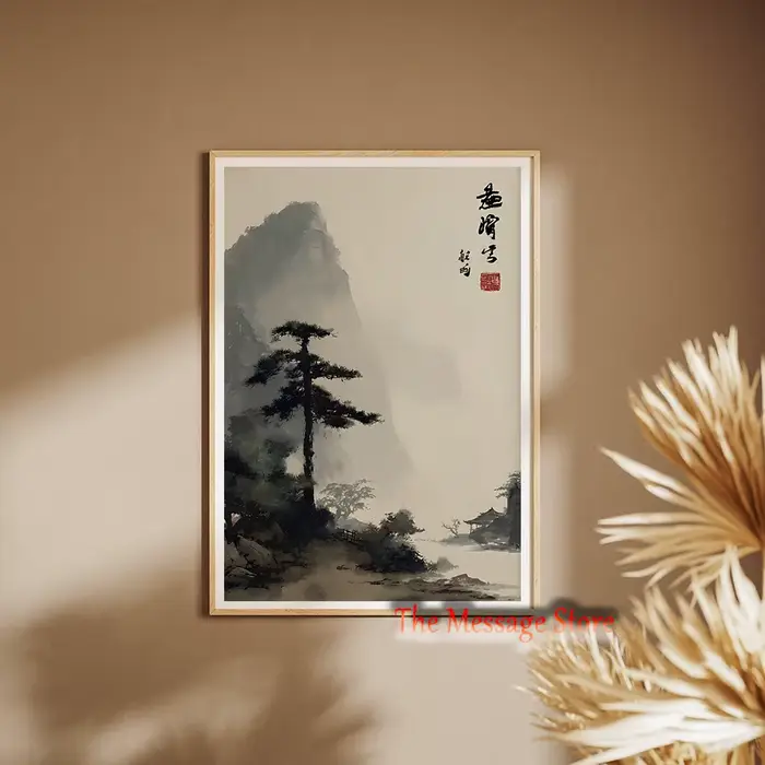 Peinture vintage japonaise sur toile de forêt