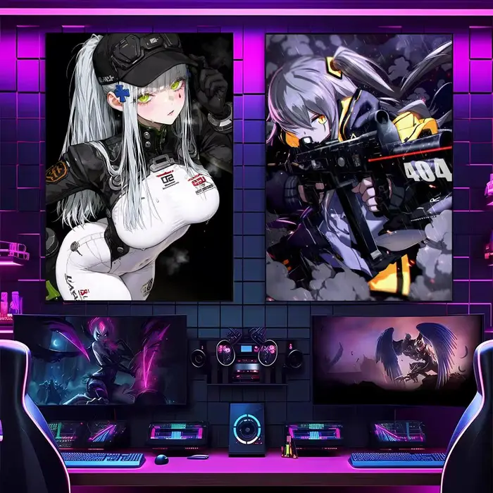 Affiche de jeu mobile RPG G-Girls Frontlines, art mural polyvalent HD imperméable, décor auto-adhésif pour tout espace, cadeau idéal