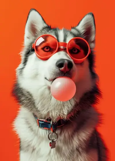 Animaux imprimés drôles chien coloré Bubblegum lunettes de soleil affiche Samoyède bouledogue frança