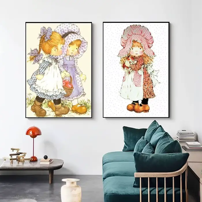 Dessin animé Sarah Kay affiche galerie décoration de la maison Stickers muraux salon chambre cadeaux