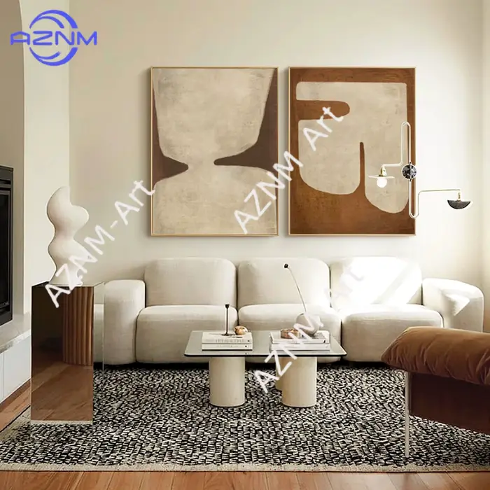 Peinture abstraite marron sur toile