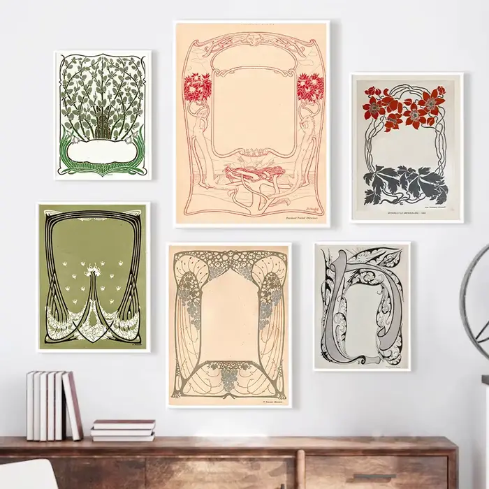 Vintage Art Nouveau minimaliste mur Art impression peinture abstraite toile affiche imprime maison chambre salon décoration cadeau