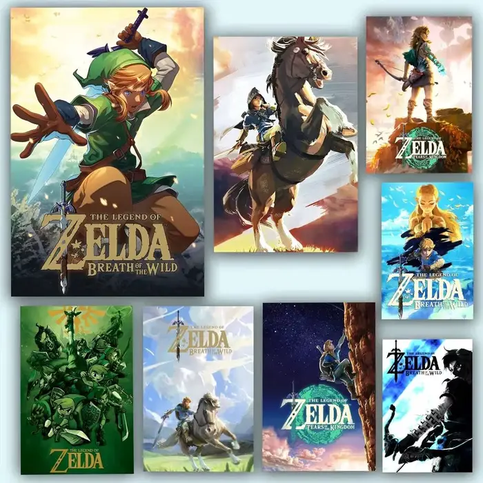Affiches autocollantes imperméables pour jeux vidéo Anime L-Legend Z-Zeldas, idéales pour la décoration du salon, de la chambre à coucher et du bar