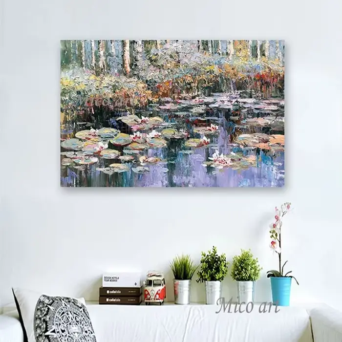 Peinture à l'huile moderne 100% peinte à la main de Monet Annie Flower, reproduction d'art mural sur toile, sans cadre
