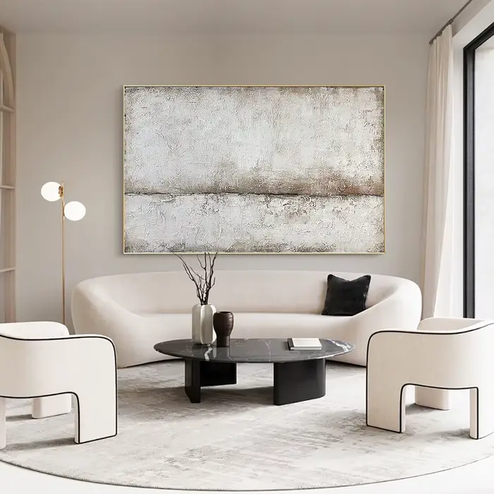 Peinture de paysage abstraite sur toile optique texturée