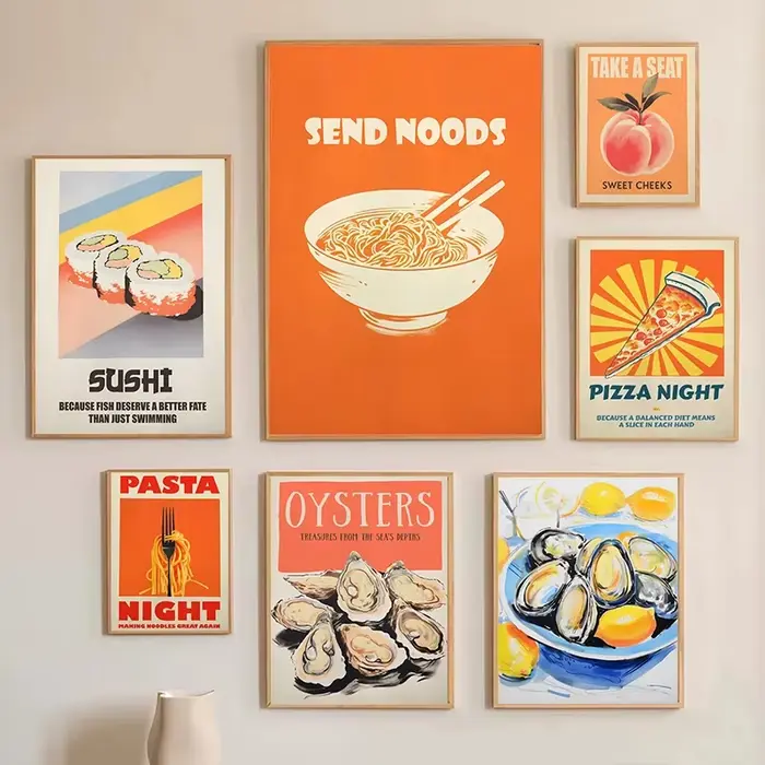 Affiche de poisson de homard de sardine colorée abstraite
