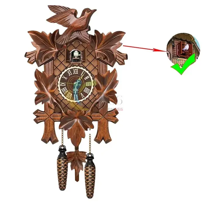 Horloge coucou Vintage artisanale pour salon, horloge murale en bois, arbre coucou, alarme de maison