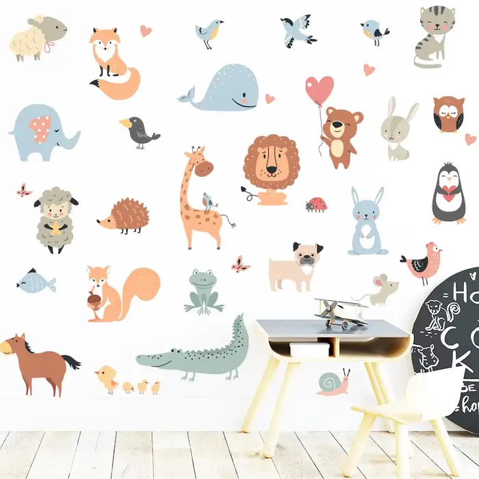 Autocollants muraux d'animaux de dessin animé
