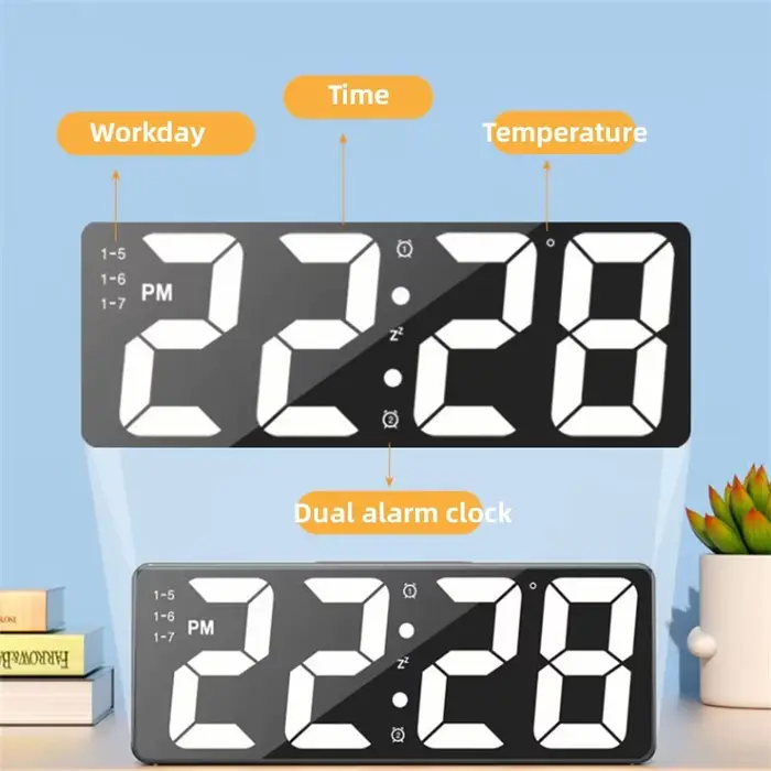 Dernière horloge numérique LED réveil chambre horloge de bureau électronique avec affichage de la te