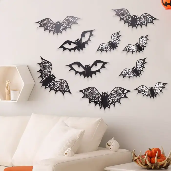 Autocollant de chauve-souris 3D noir