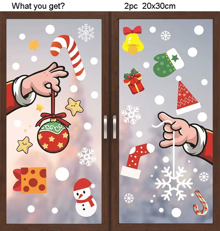 Autocollants muraux joyeux noël pour fenêtre, sparadrap de noël, décorations pour la maison, centre 
