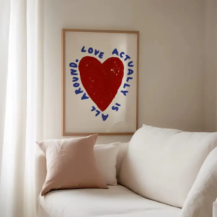 Affiche imprimée sur toile avec citation d'amour "Love Actuellement Around"