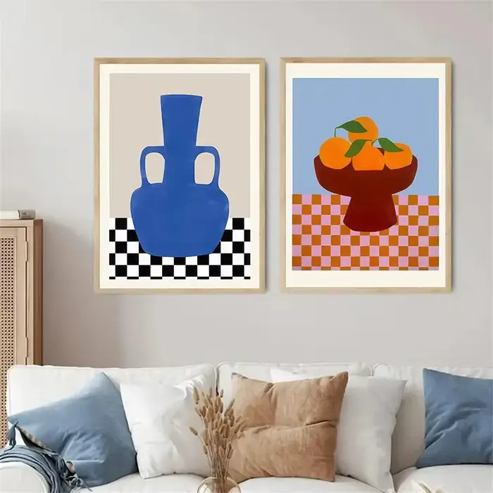 Toile de lignes de visage géométriques bleues abstraites