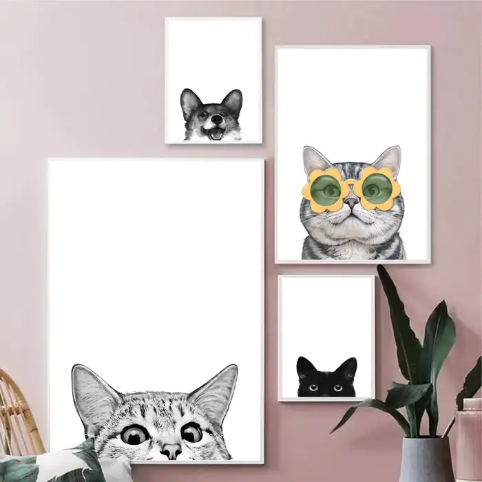 Peinture d'animaux chat chien mignon