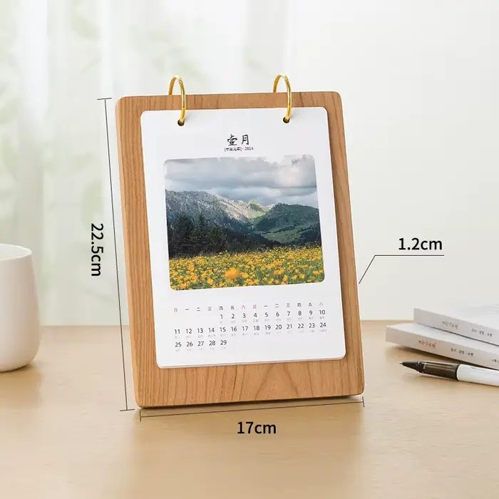 Calendrier de bureau bureau d'affaires calendrier littéraire créatif en bois calendrier de notes de