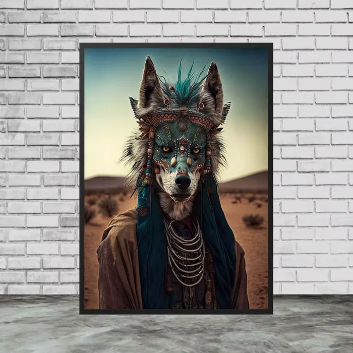 Toile d'art mural Vintage de la tribu du loup originale