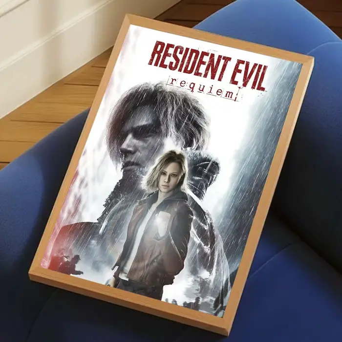 Affiche sur toile Resident Evil Requiem avec calligraphie, sans plis, imperméable et durable, décora