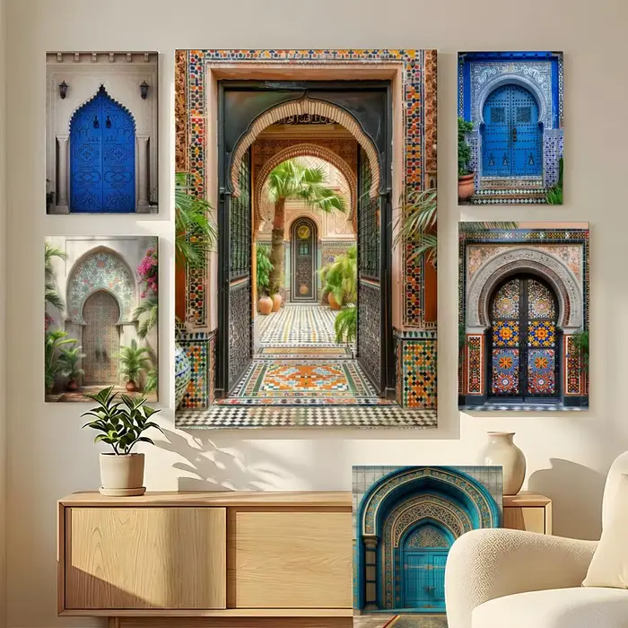 Peinture murale HD d'art arabe marocain