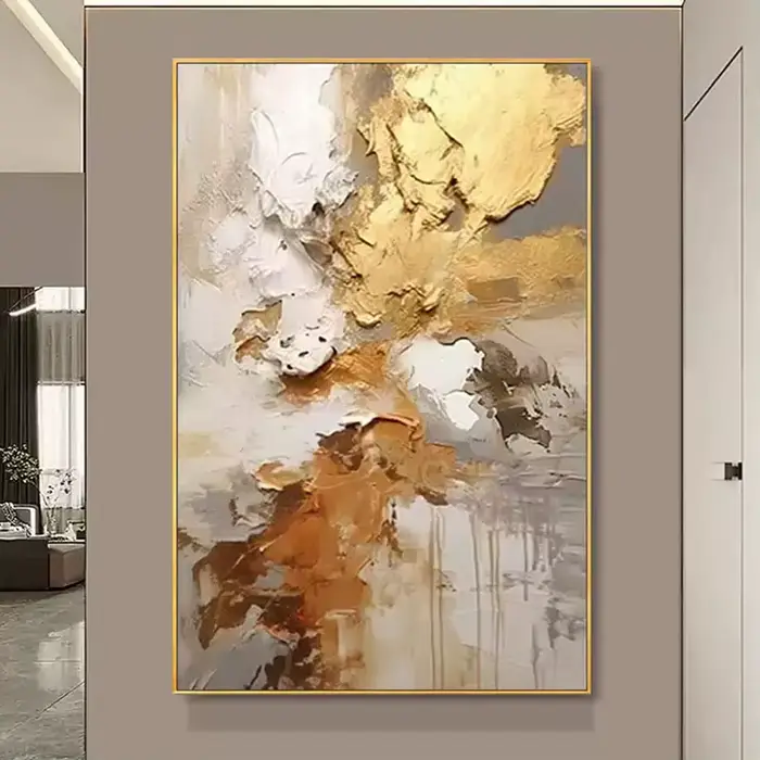 Image abstraite contemporaine peinte à la main de grande taille