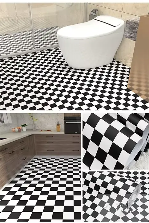 Tapis de sol auto-adhésifs pelables, autocollants de carreaux de cuisine, épais, résistant à l'usure, non ald, imperméable, douche, décoration d'intérieur