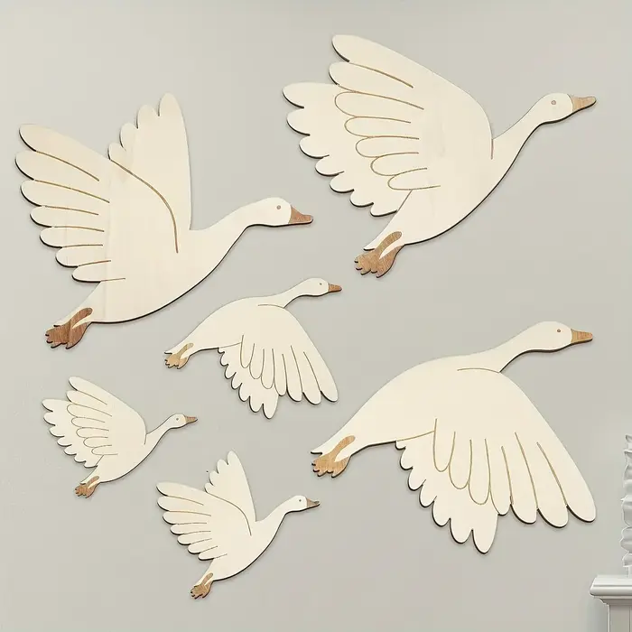 Décoration murale d'oiseaux en bois