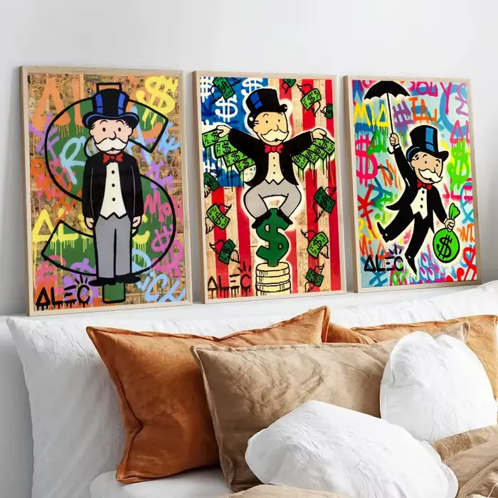 Mode Alec monopole millionnaire argent toile peinture moderne rue Graffiti affiche murale imprime chambre cadeaux maison photos décor