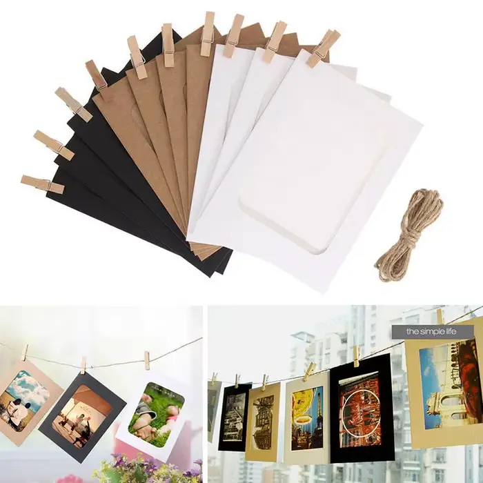 Cadre Photo Mural en Papier avec Clips de 3 Pouces, 10 Pièces