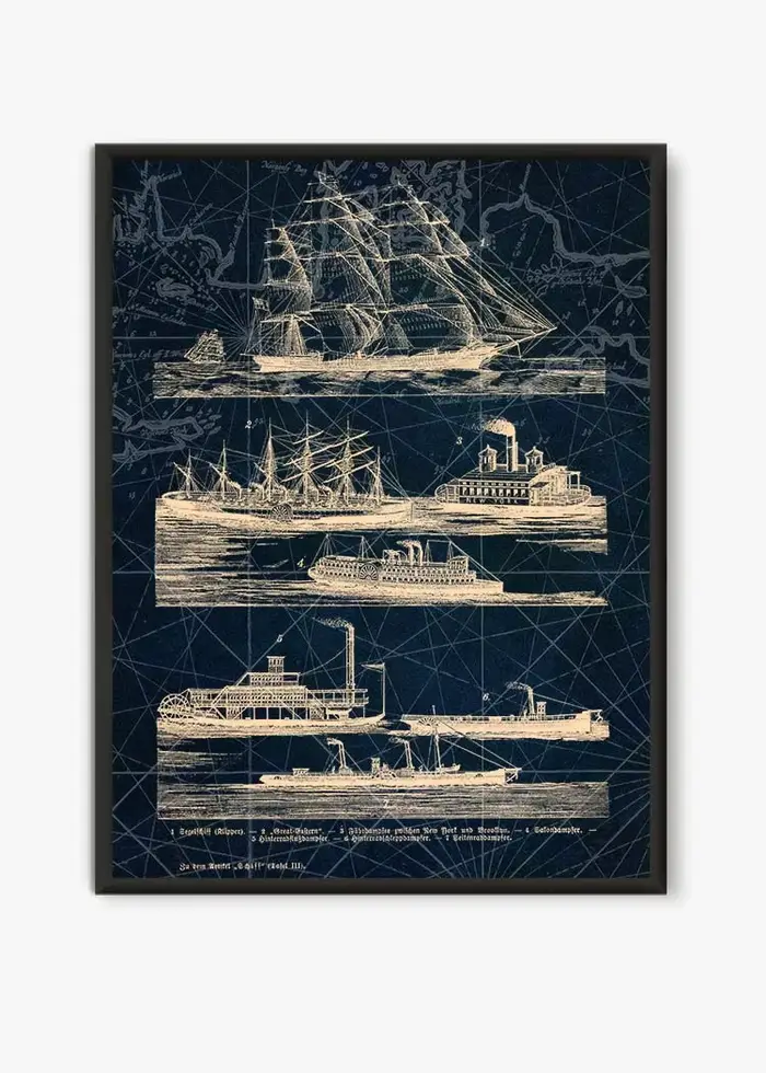 Toile d'art mural nautique Vintage