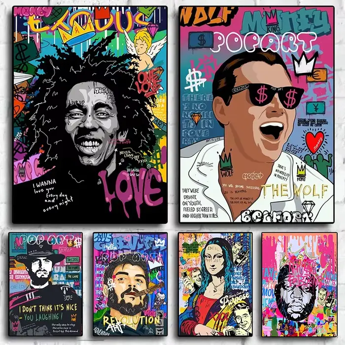Graffiti Pop toile peinture Scarface rue film mur Art Mona Lisa abstrait protrait affiches et impressions décor à la maison murale