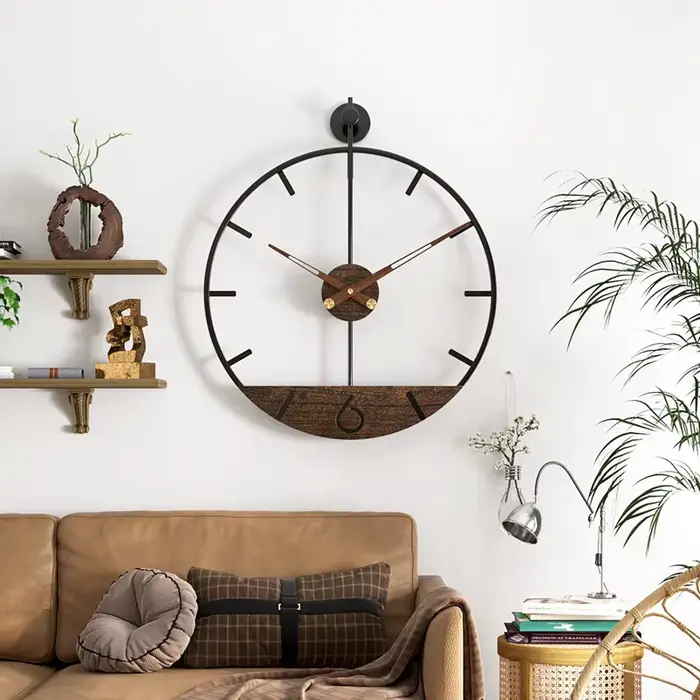 60cm Wood Large Wall Clock for Living Room Nordic 3d Silent Clocks