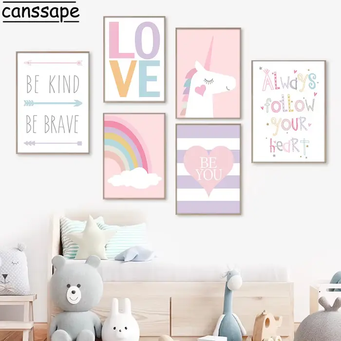 Impressions d'art arc-en-ciel pour décoration de chambre de bébé fille