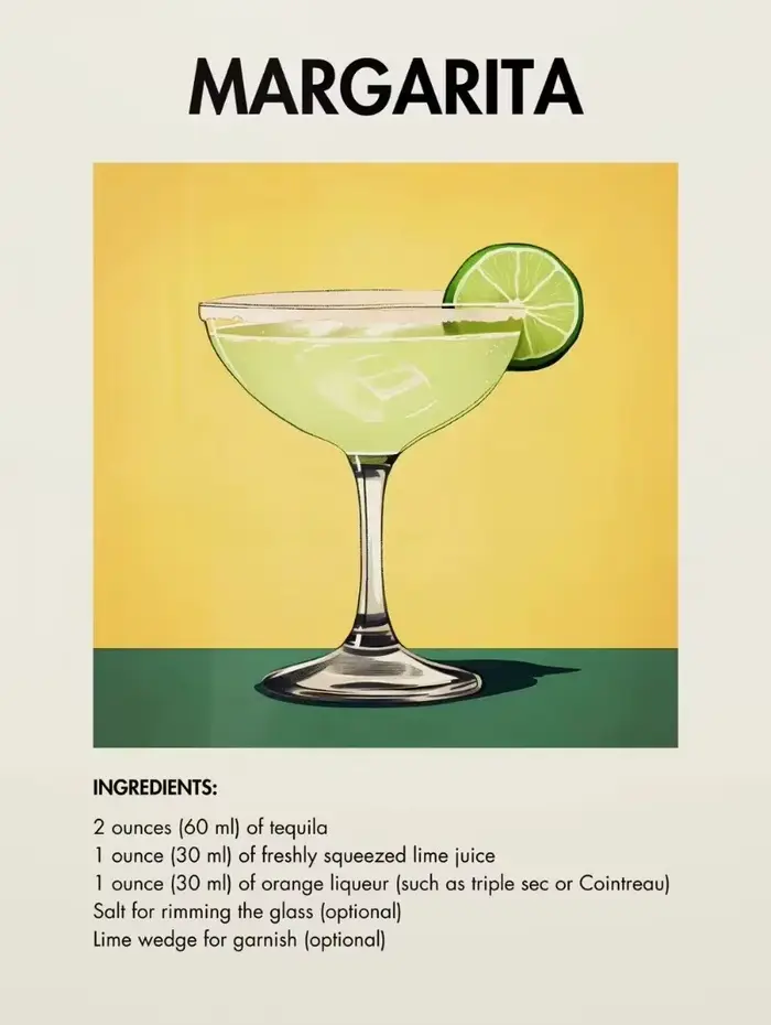 Affiche murale rétro française : Cocktails, Manhattan, Pina Colada, Whisky, Margarita – Tableau sur 