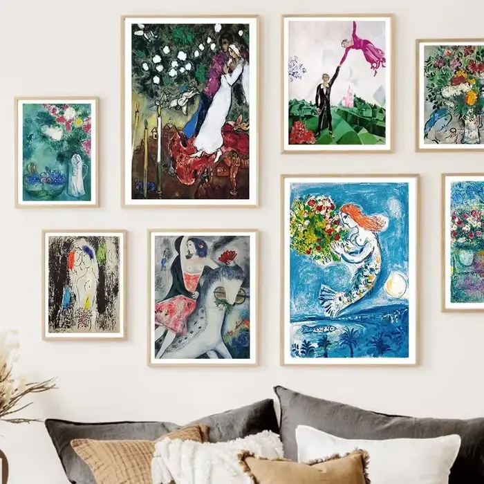 Art mural minimaliste scandinave, affiche sur toile HD abstraite, style Marc Chagall, surréalisme, décoration pour la maison, la chambre à coucher, le salon