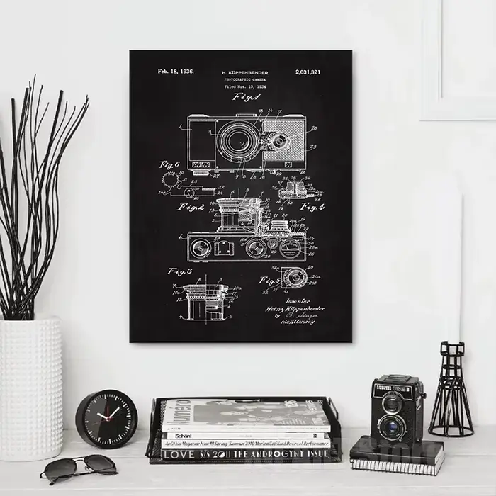 Affiches de plans de photographie de brevet moderne