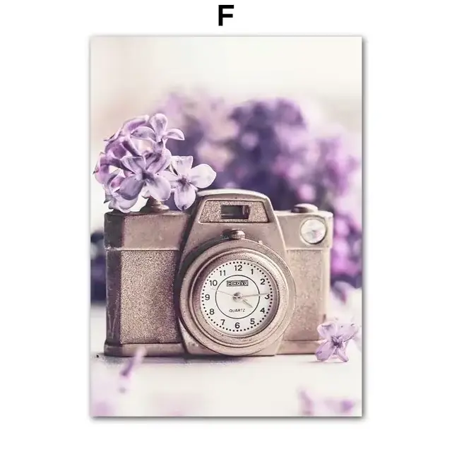 Image de paysage de fleur violette, caméra de Train de maison, lavande, Art mural minimaliste imprim