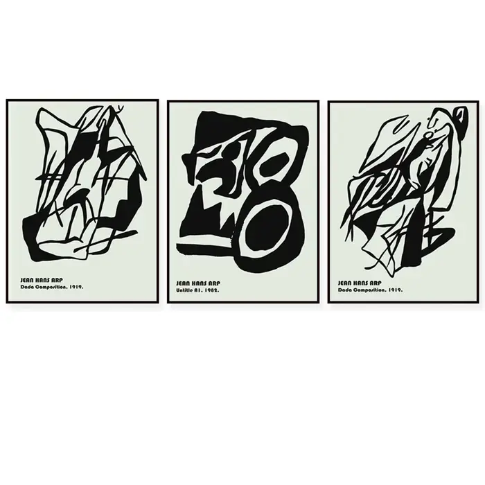 Ensemble d'impression Jean Hans Arp, ensemble d'impression minimal, ensemble d'affiches bohème, affiche sur toile de décoration murale Bauhaus
