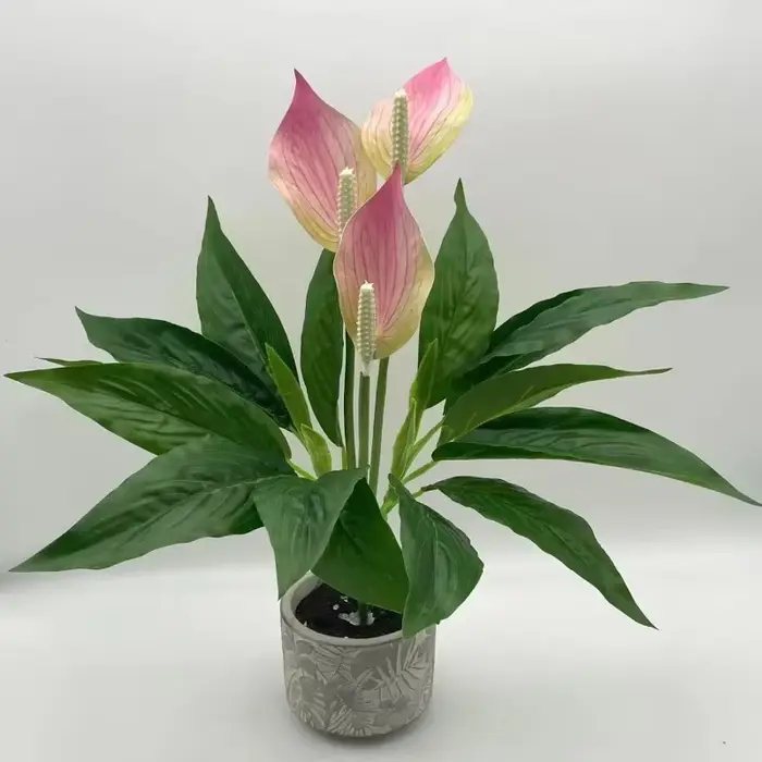 Plantes vertes artificielles en pot d'anthurium, ornements de bureau, décoration de maison, décoration de lieu de mariage, fausses fleurs
