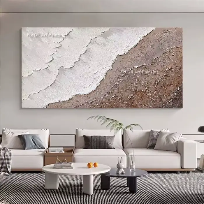 Peinture à l'huile de plage de mer peinte à la main