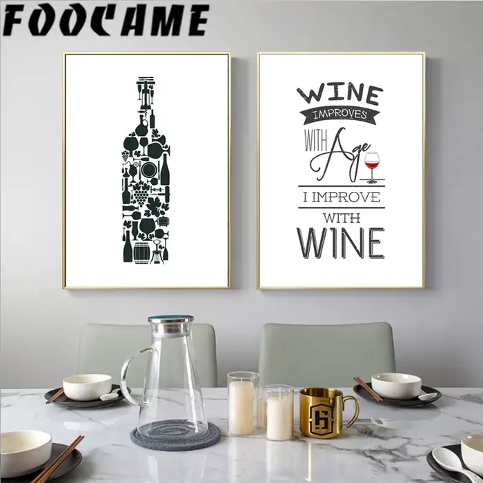 Affiche d'art mural abstrait nordique Wineglass