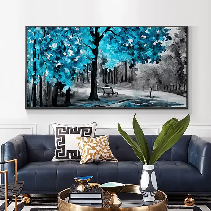 Peinture à l'huile de forêt peinte à la main