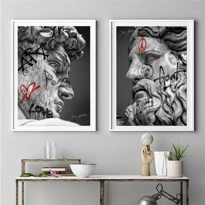 Statue de David Graffiti Art toile peinture tête