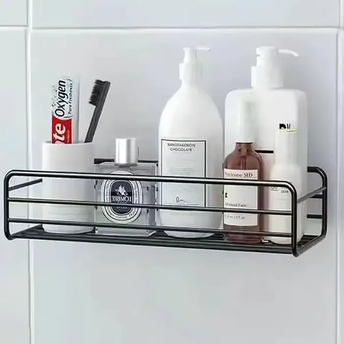 Étagère murale flottante en métal - Rangement multifonctionnel pour salle de bain