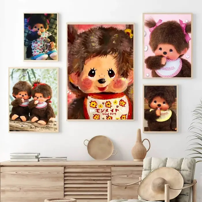 M-MonchhichiS-ES Affiches autocollantes mignonnes de dessins animés
