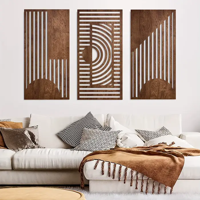 Lot de 3 décorations murales géométriques en bois