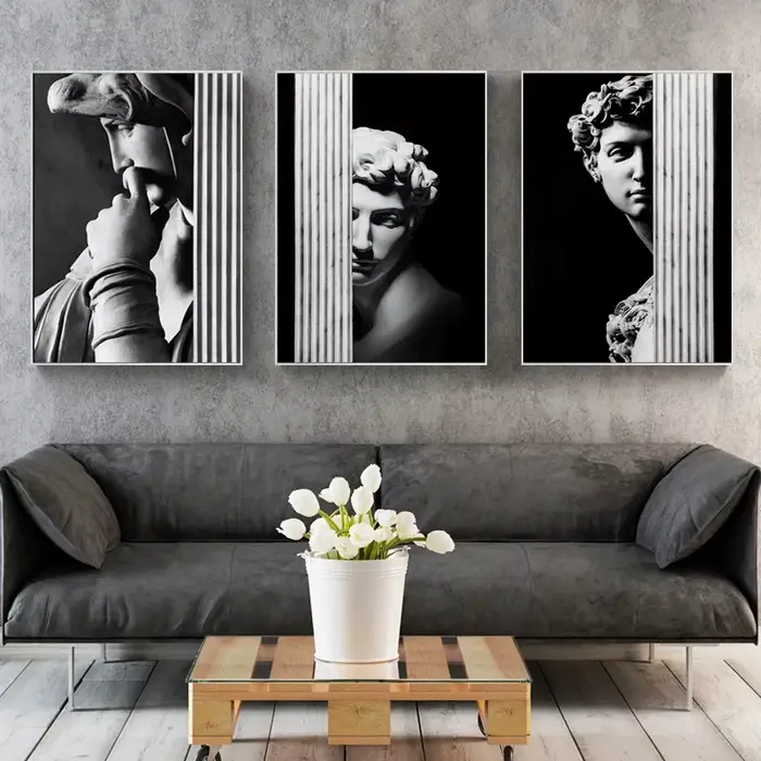 Statue de David moderne noir et blanc